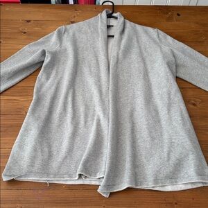 Anne Taylor large Gray Open-Front Cardigan Sweater with Long Sleeves